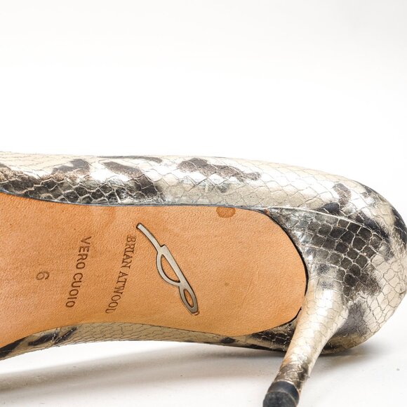Brian Atwood Gold Snakeskin Pumps - Picture 5 of 9